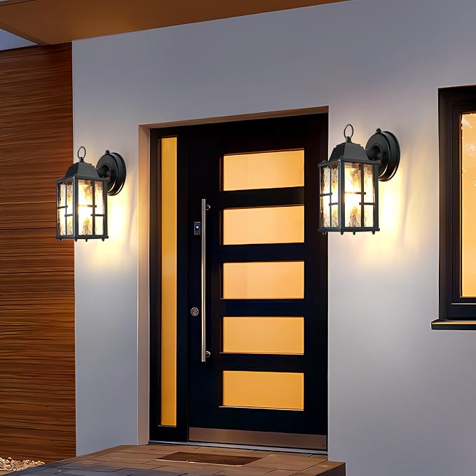 OKELI Dusk to Dawn Outdoor Wall Lights, Exterior Waterproof Lantern, Front - Image 7