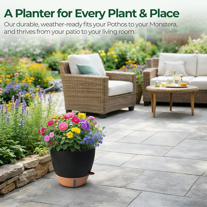2 Pack 10 Inch Self Watering Pots - Image 9
