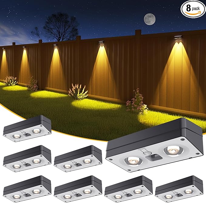Solar Fence Lights 8 Pack, 50 Lumens Outdoor Fence Solar Lights by JOFIOS