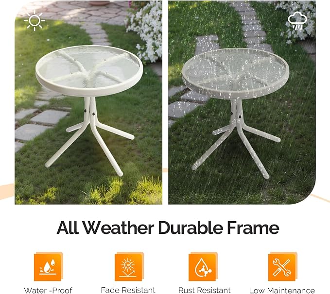 VINGLI Outdoor Side Table, Weatherproof Small Tables - Image 6