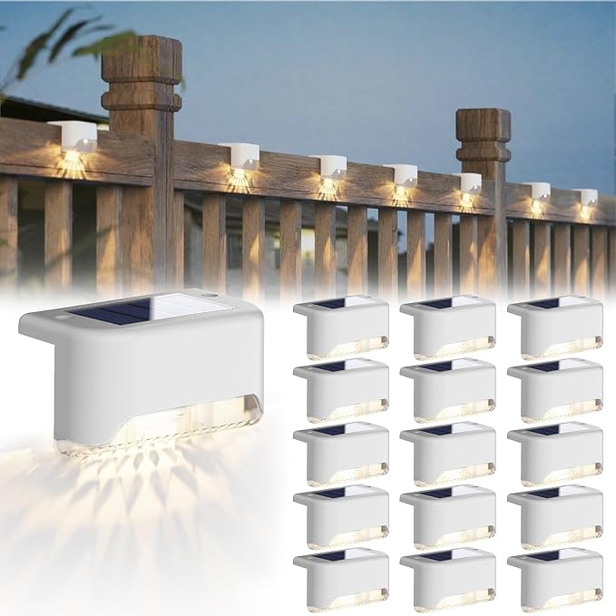 JACKYLED Solar Deck Lights 16 Pack Solar Fence Light Solar Powered Outdoor Step by JACKYLED