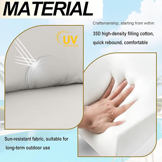 Outdoor Replacement Cushions for Patio Furniture, Splash-Resistant and - Image 4