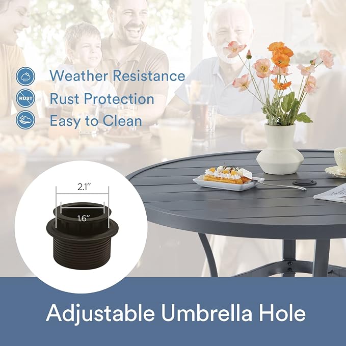 VICLLAX 40.6" Round Patio Table, Outdoor Dining Table - Image 5