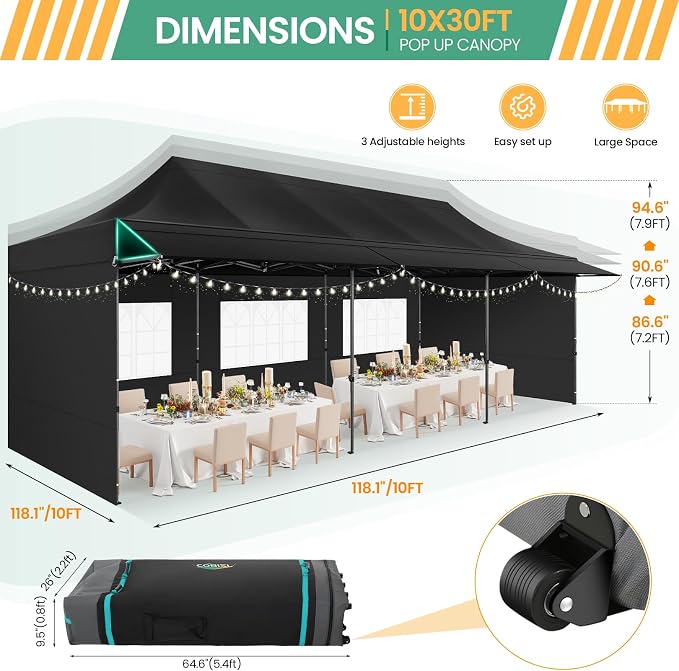 COBIZI 10x30 Pop Up Canopy Tent - Image 4