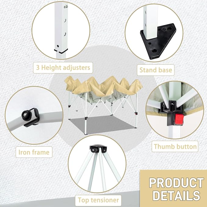 VINGLI 6.5x6.5 Pop Up Canopy Tent - Image 5