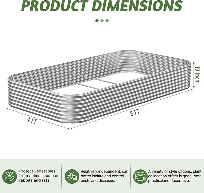 3 Pack 8x4FT Raised Beds for Gardening, Corrugated Galvanized Steel Raised - Image 2