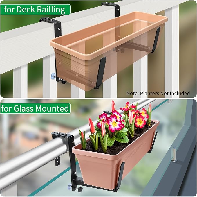 Window Box Brackets, Adjustable Planter Box Brackets, Heavy Duty Iron Flower - Image 4