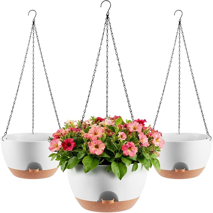 3-Piece Set of 10-Inch Hanging Planters by Unknown