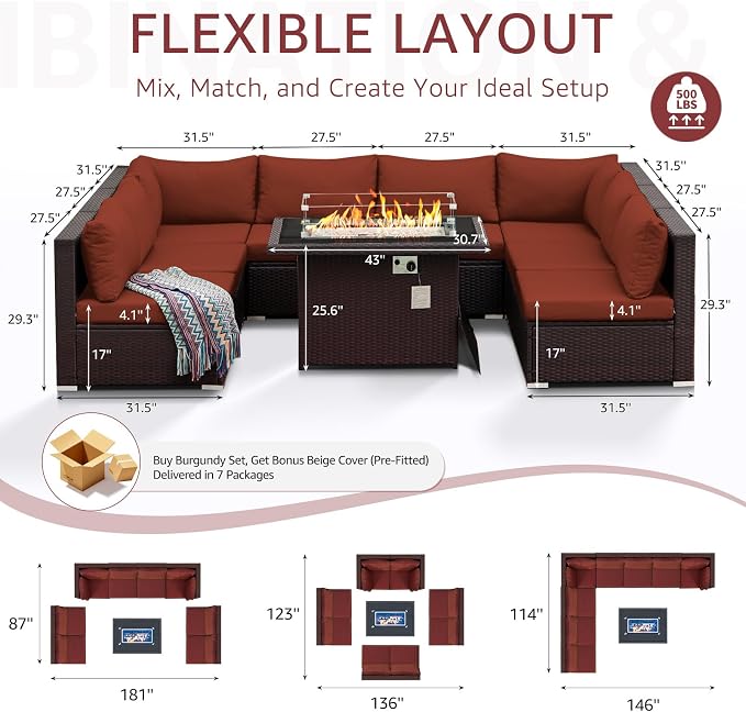 NICESOUL 9 Pcs Large Patio Furniture Set - Image 4