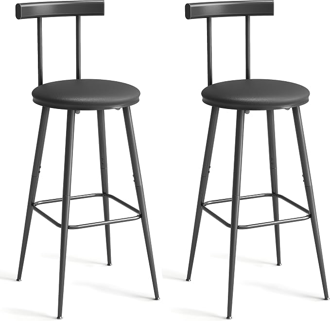 Bar Stools, Bar Chairs with Backrest and Footrest, Industrial Counter Stools by IRCPEN