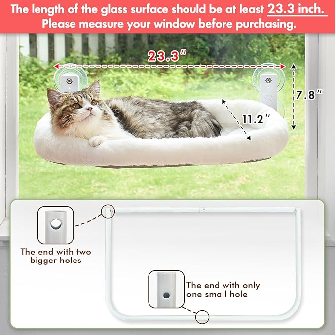 AMOSIJOY Cordless Cat Window Perch, Window Hammock - Image 2