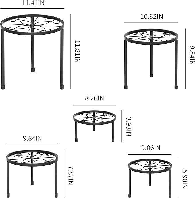 5-Pack Decent Metal Plant Stands, Heavy Duty Flower Pot Stands - Image 7