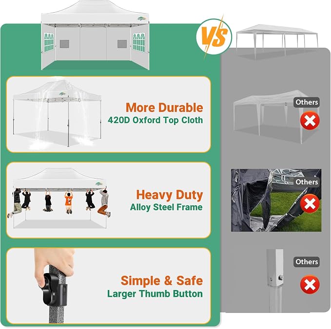 COBIZI 10x15 Pop up Canopy Tent Heavy Duty - Image 6