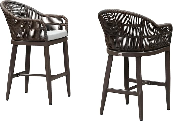 PURPLE LEAF Outdoor Counter Height Bar Stools Set of 2 Patio Metal Modern - Image 8