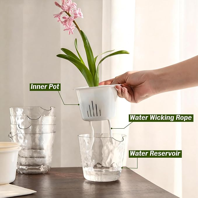 InmeRun Plant Pots Indoor Plastic Flower Pots Outdoor 7 inch Set of 4 Pack - Image 4