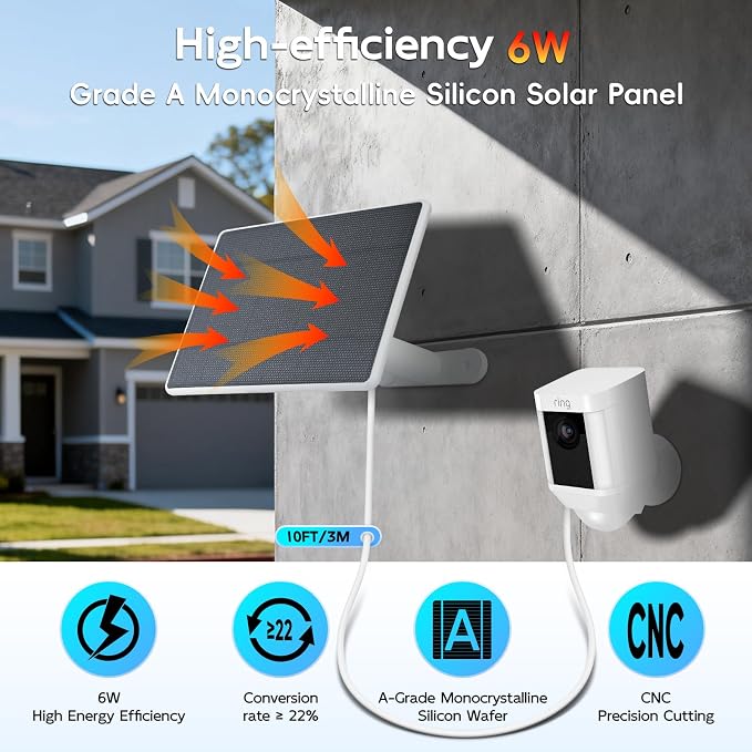 Solar Panel for Ring Camera, 3 Pack 6W Solar Charger Compatible - Image 3
