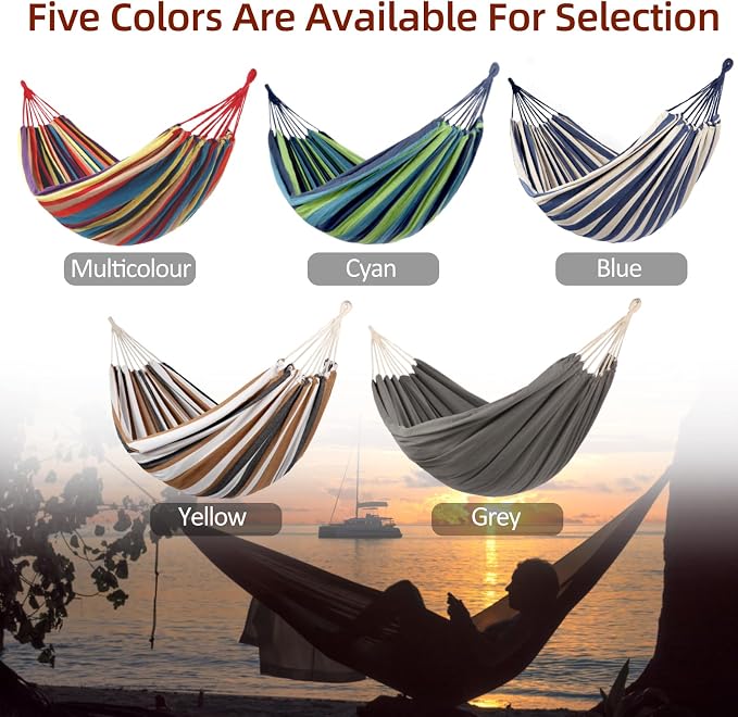 Camping Hammocks for Backyard Hanging Sturdy Garden Comfortable Fabric Hammock - Image 7