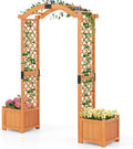 Giantex Garden Arbor with Planter Boxes, Wooden Arch with Trellis and Raised by Giantex