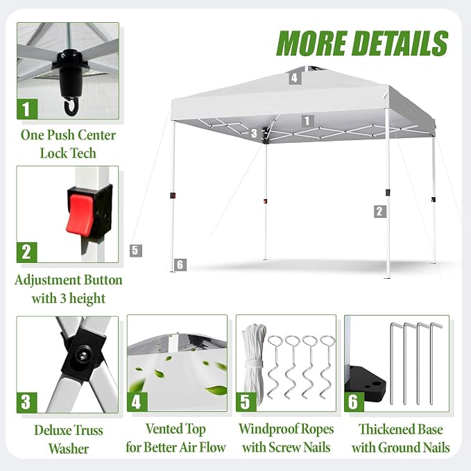 10x10 Pop Up Canopy, Heavy Duty Pop Up Tent - Image 4