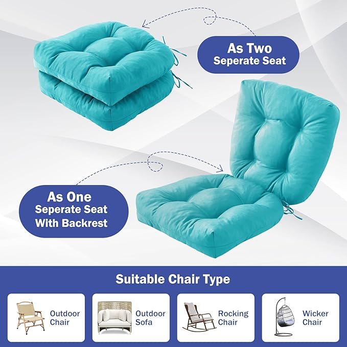Outdoor Chair Cushions Set of 2, Patio Chair Cushions - Image 6