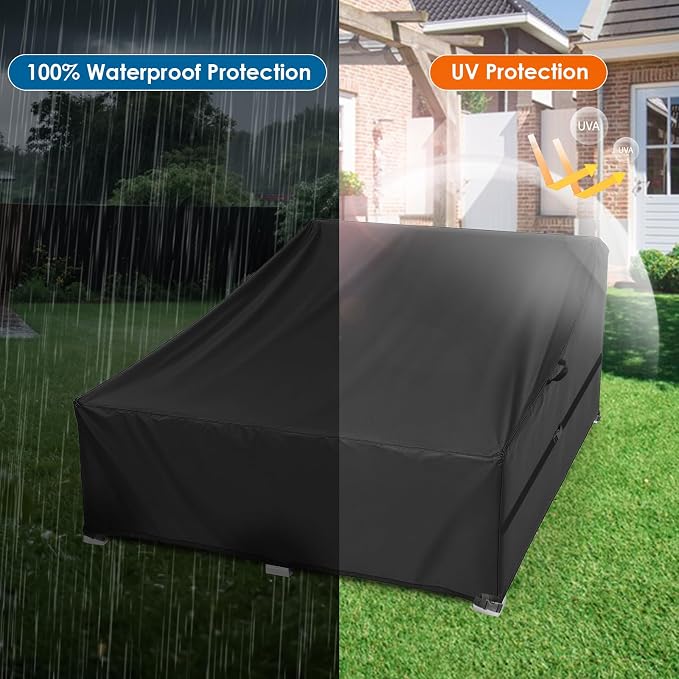 Outdoor Patio Rattan Daybed Cover, Waterproof Paito Sunbed Cover, Outdoor - Image 4
