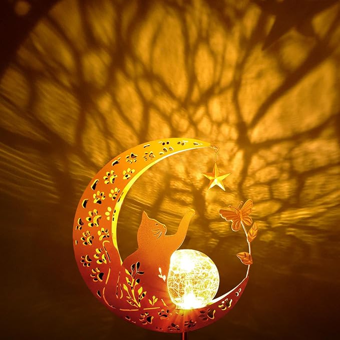 ZNYCYE Solar Lights Outdoor Decorative Moon Cat Butterfly Solar Stake Lights - Image 3