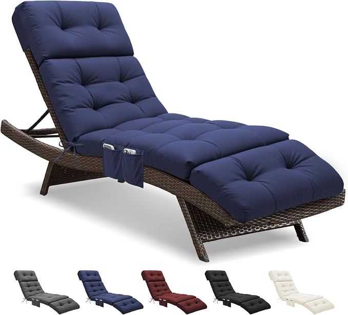 Outdoor Chaise Lounge Chair Cushion Waterproof 74.4 x 22 x 4.7 Inches Lounge by Unknown