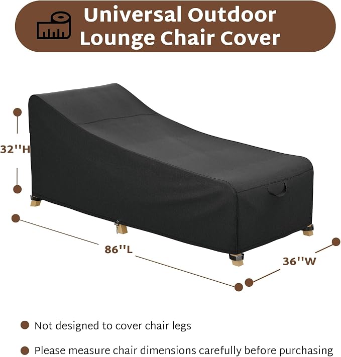 iBirdie Outdoor Lounge Chaise Chair Cover 86L x 36W x 32H inch Waterproof Patio - Image 2