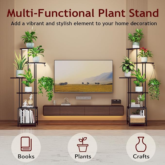 Plant Stand Indoor with Grow Light, 6-Tiered Tall Plant Stand Indoor, Metal - Image 8