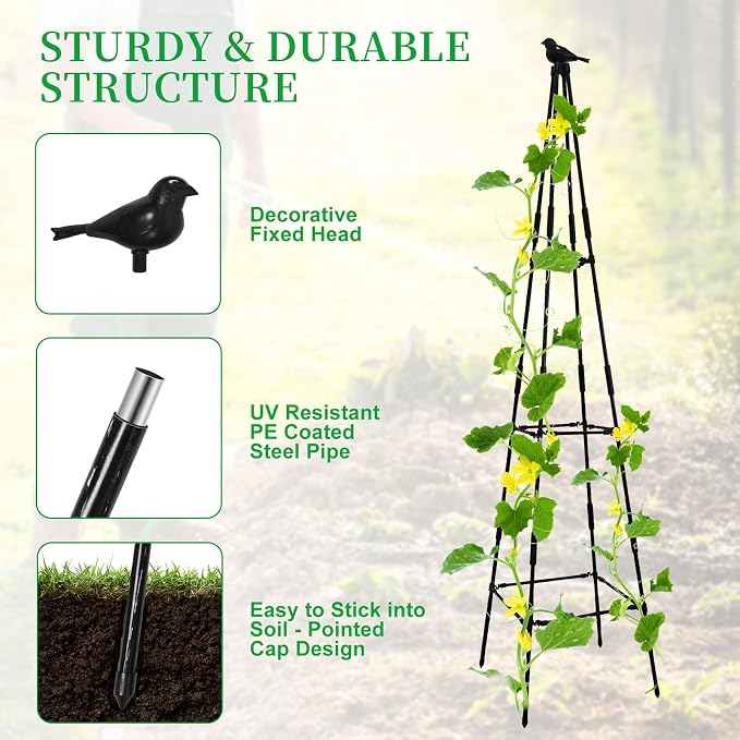 Lalahoni Garden Trellis for Climbing Plants, 67inch Tall Garden Obelisk Trellis - Image 5