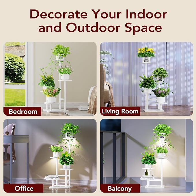 Plant Stand Indoor with Grow Light, 4-Tiered Tall Plant Stand Indoor, Metal - Image 4