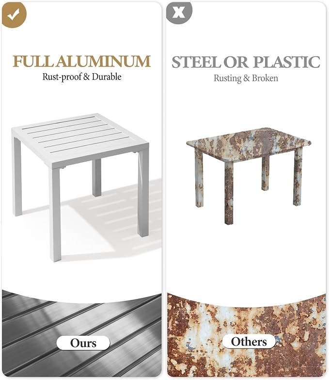 Crestlive Products Aluminum Outdoor Side Table Set of 2, Pool Lounge Chair Side - Image 5