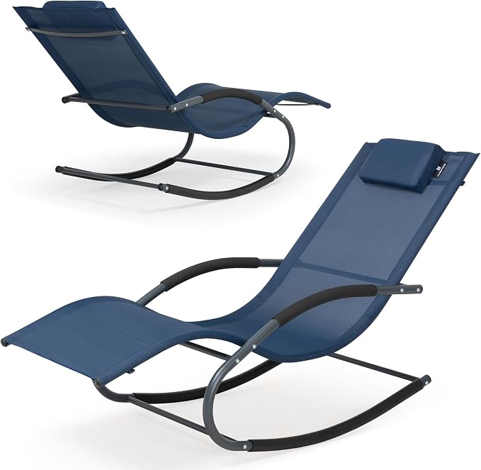 Outdoor Lounge Chair with Pillow, Pool Chaise Lounge Chair Set of 2 - Image 7