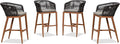 PURPLE LEAF Outdoor Bar Stool Set of 4 Rattan Wicker Patio Stool Bar Height by PURPLELEAF