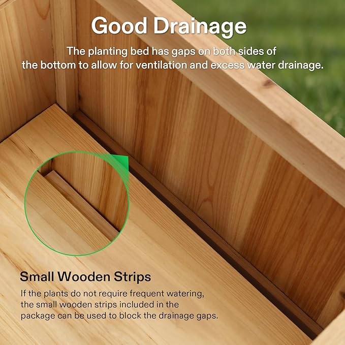 VIVOSUN 3.6 x 1.3Ft Wooden Raised Garden Bed, 43.5 x 16 x 14 Inches, Outdoor - Image 5