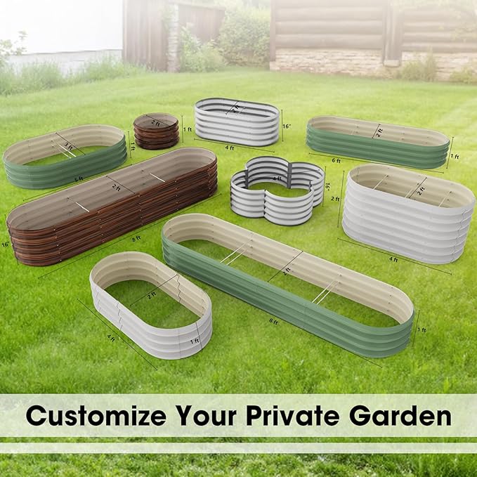 5x3x1ft Oval Galvanized Raised Garden Bed Outdoor 9-in-1 Large Metal Modular - Image 6