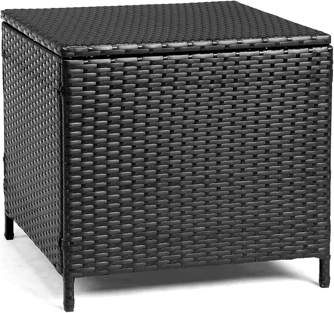 VINGLI Outdoor Side Table with Storage, 27-Gallon Patio Deck Box Outdoor Wicker - Image 7
