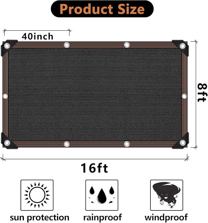 90% Black Shade Cloth, Durable Mesh Tarp - Image 2