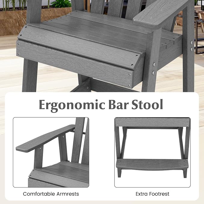Tangkula Outdoor Bar Stool, HDPE Tall Adirondack Chair - Image 8