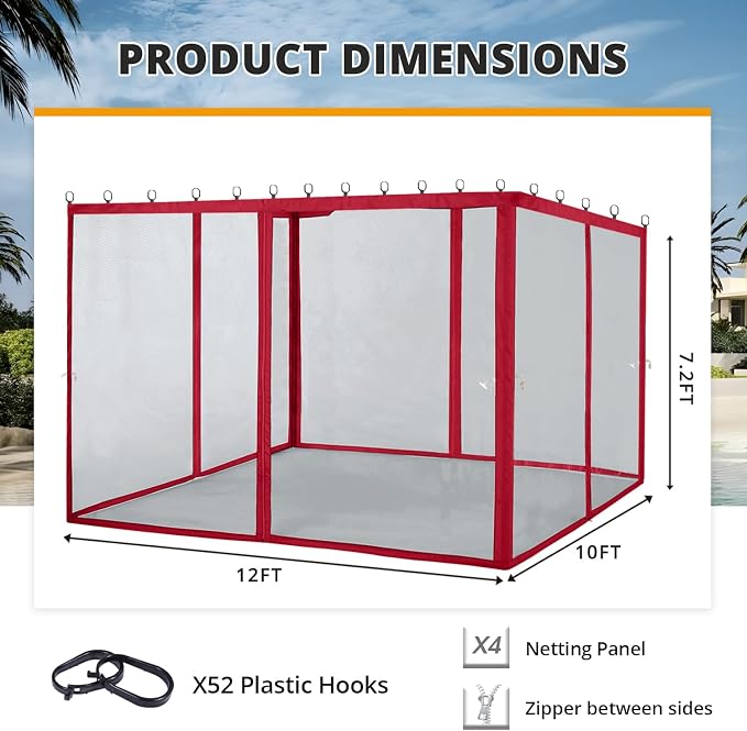 MASTERCANOPY Patio Gazebo Mosquito Netting Screen Walls - Image 2