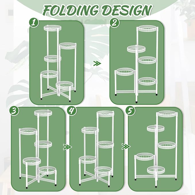 iDavosic.ly Plant Stand Indoor Outdoor, 5 Tier Corner Metal Flower Display - Image 5