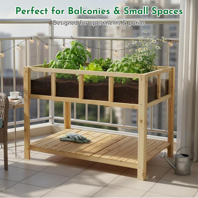 Raised Garden Bed with Transparent Acrylic Panels, Elevated Wooden Raised - Image 3
