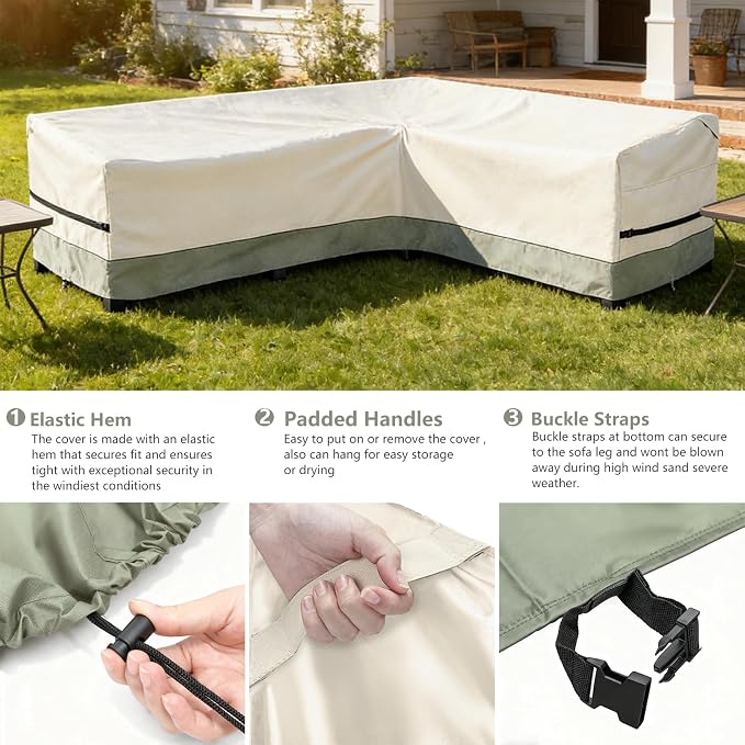 okcool Outdoor Sectional Sofa Cover Waterproof-L-Shaped Patio Furniture Covers - Image 4