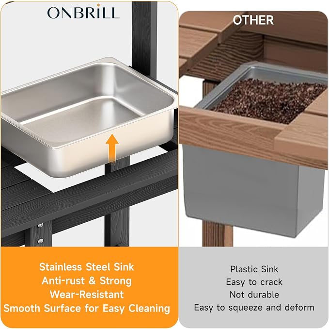 ONBRILL Potting Bench, Outdoor Potting Bench Table - Image 5