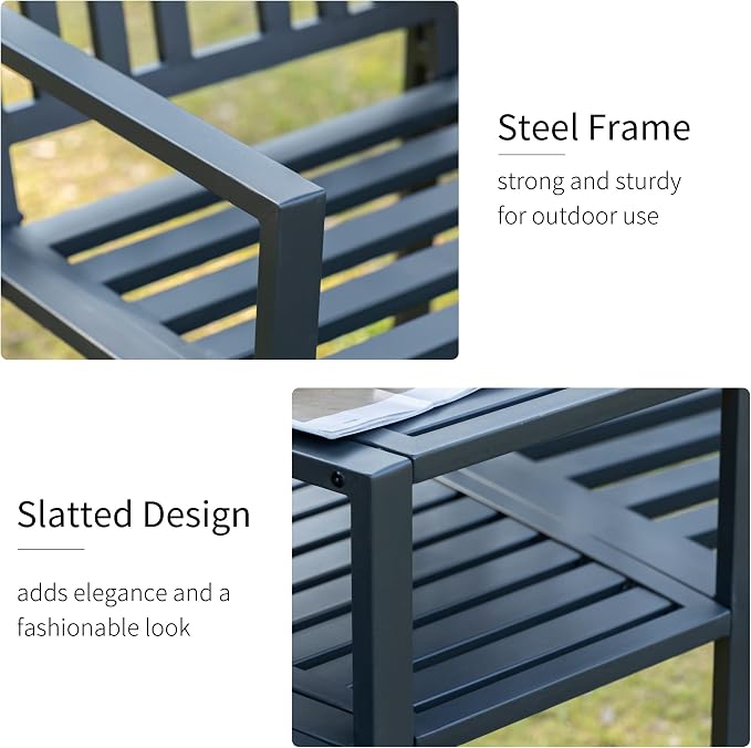 Outsunny Metal Garden Bench - Image 6