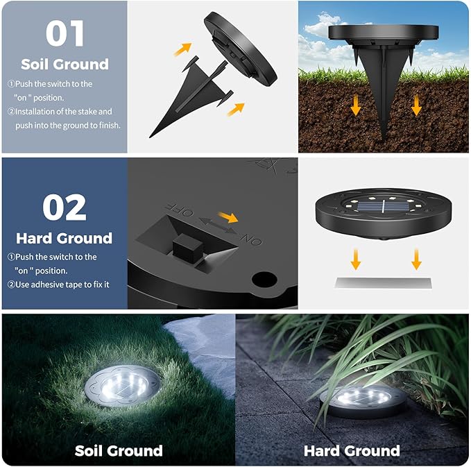 Brightown Solar Lights Outdoor Waterproof, 12 Packs LED In-Ground Solar Yard - Image 4