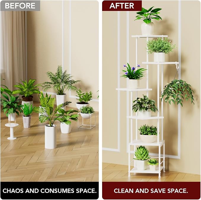 Plant Stand Indoor with Grow Light, 6-Tiered Tall Plant Stand Indoor, Metal - Image 5
