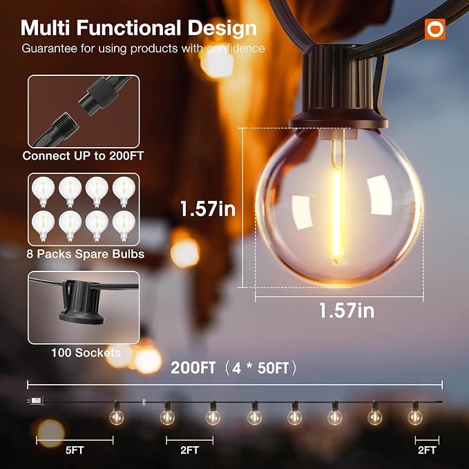 addlon 200FT Outdoor String Lights G40 - Image 5
