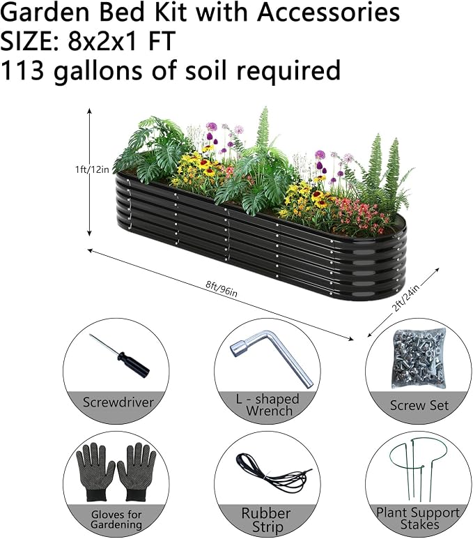 Garden Box Raised Flower Bed Galvanized Metal Planter Round Raised Garden Bed - Image 2