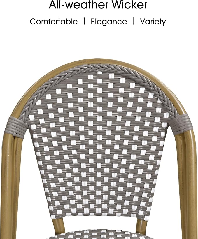 PURPLE LEAF Outdoor Dining Chair Set of 4 Aluminum Rattan Chairs - Image 5